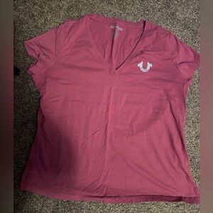 True Religion Rose Short Sleeve V-Neck Tee